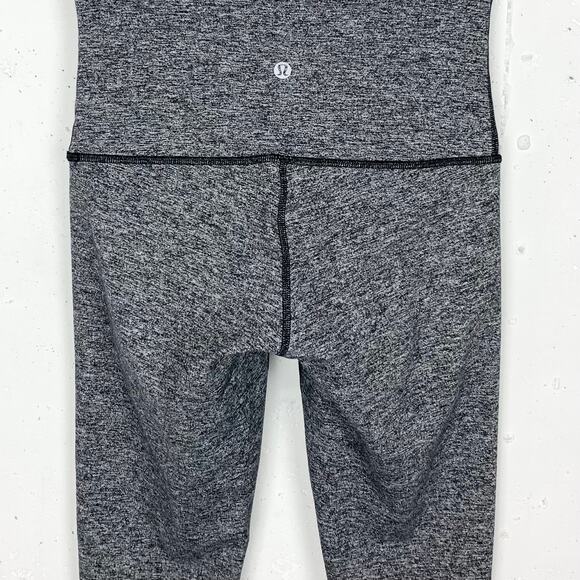 Lululemon Womens Wunder Under Crop Hi Rise 21" Heathered Black Full On Luon 6 - Picture 8 of 9